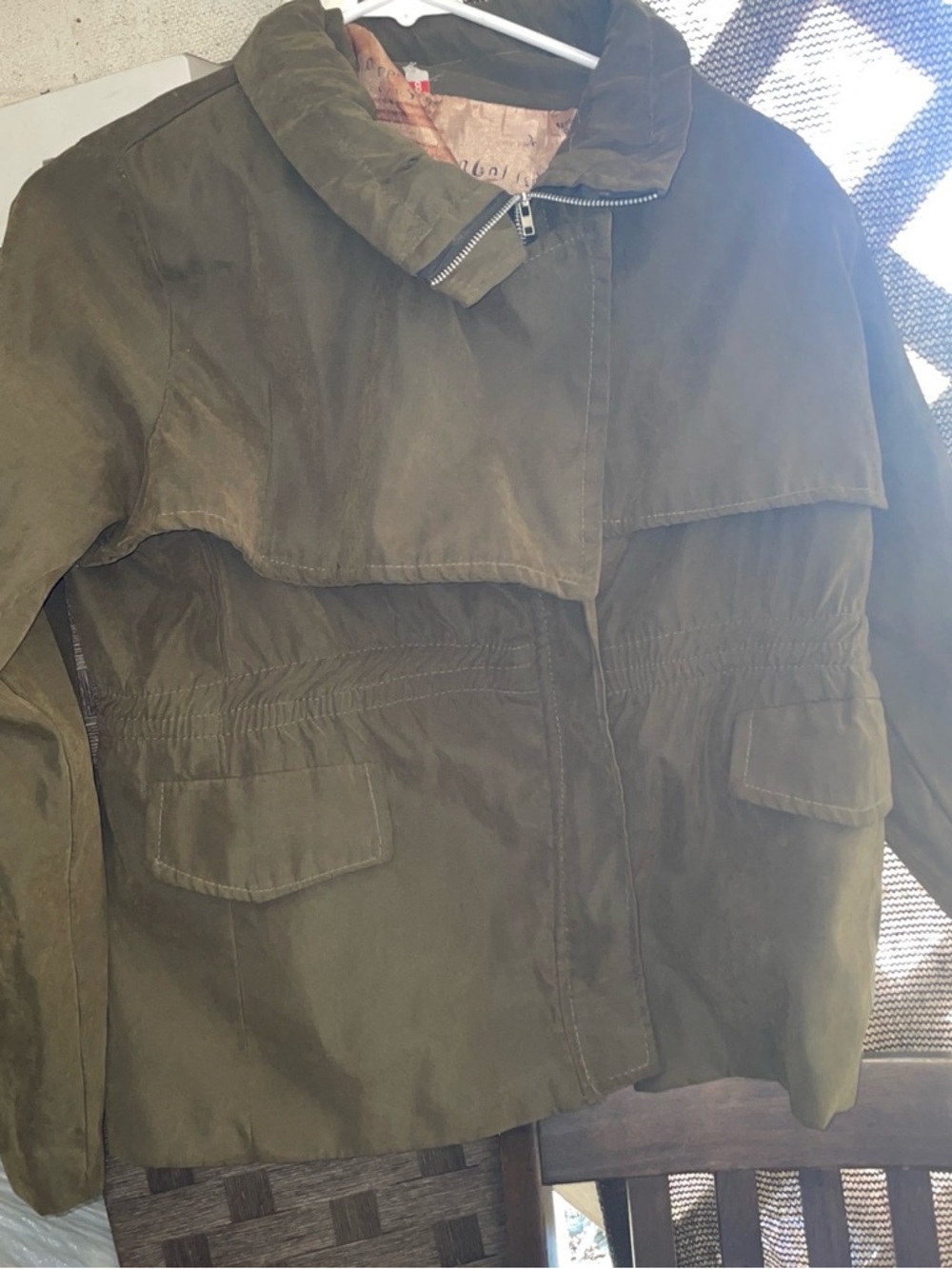 Women's Olive Utility Jacket with Flap Pockets